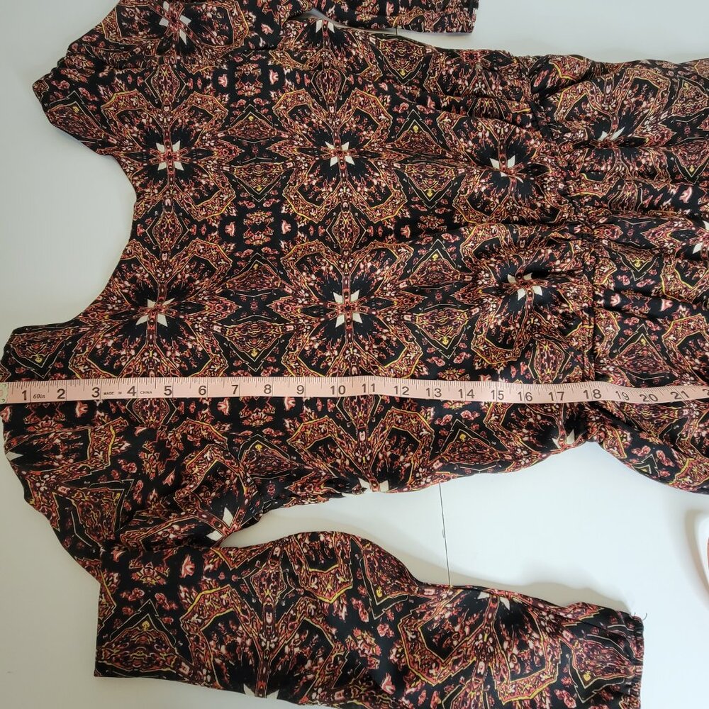 Lucca Couture Batik Pattern Romper Blk/Maroon Open Back Size M - Picture 4 of 14